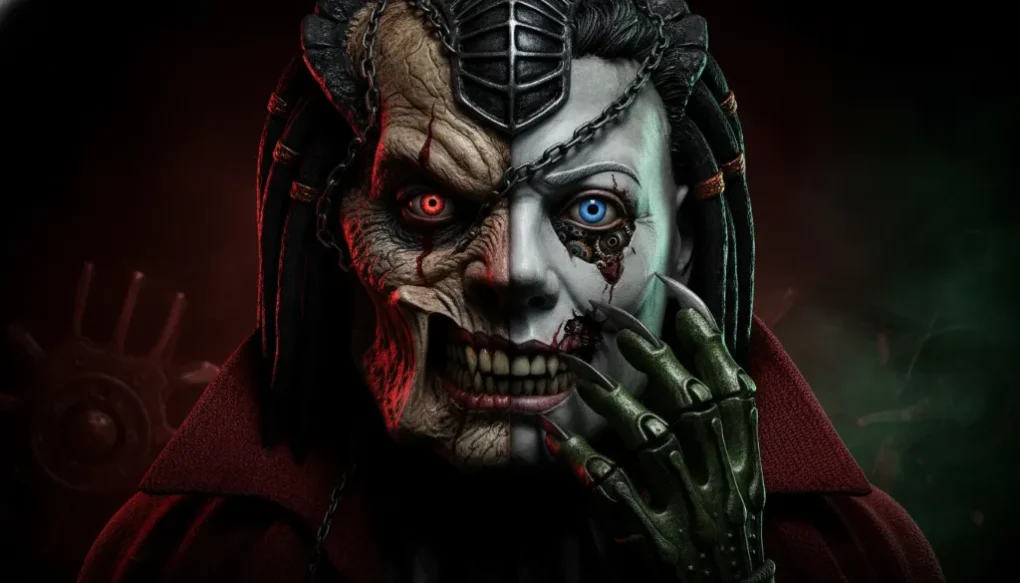 Um personagem sombrio, em silhueta, representando a psicologia dos vilões em um livro aberto.